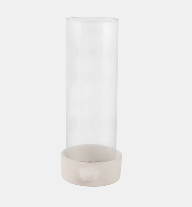 Terracotta Hurricane Taper Holder, White
