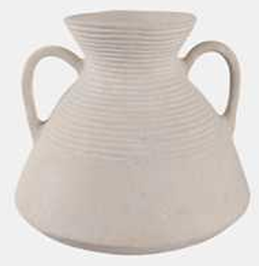 Paper Mache Vase with Handles, White
