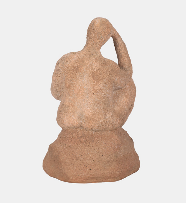 Thinking Man on Rock, Terracotta, 8"