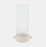 Terracotta Hurricane Taper Holder, White