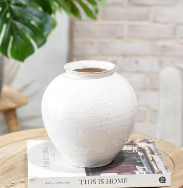 White Round Vase
