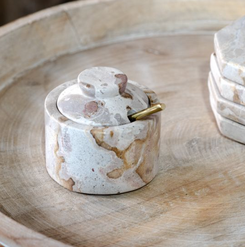 Marble Container with Spoon