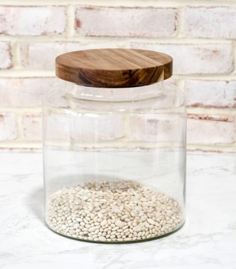 Glass Storage Jar with Wood Lid, 10"