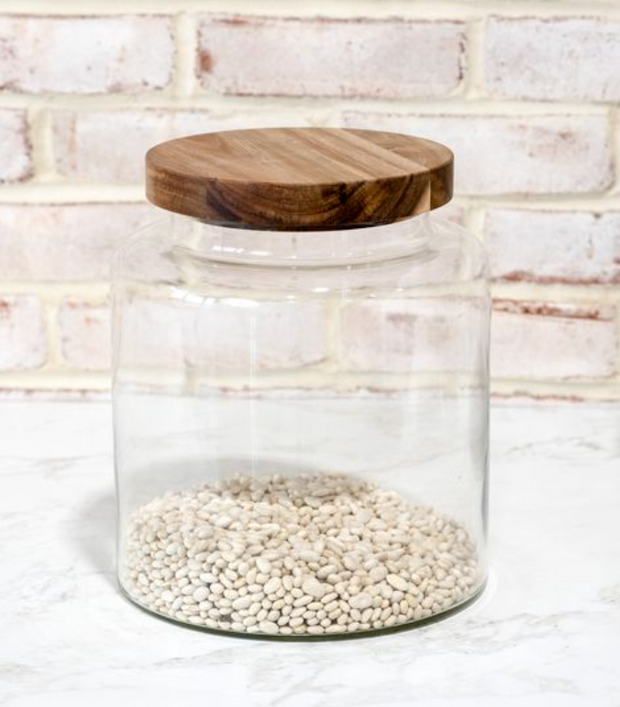 Glass Storage Jar with Wood Lid, 10"