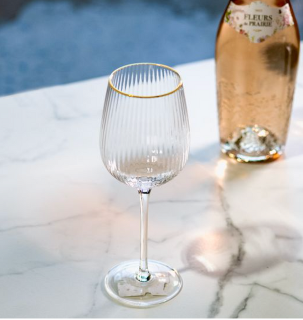 Gold Rim White Wine Glass