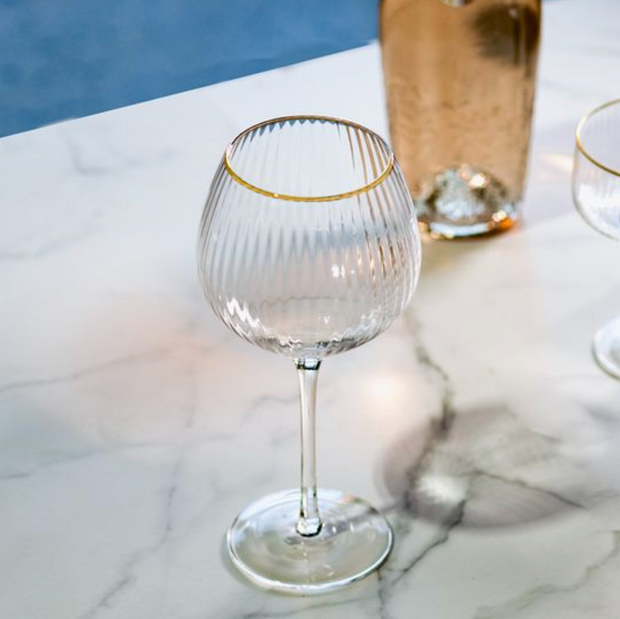 Gold Rim Red Wine Glass