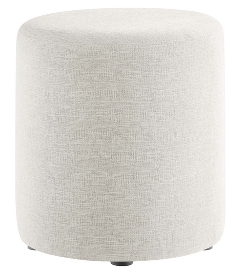 Callum 16" Round Woven Upholstered Ottoman,Set of 2, Ivory