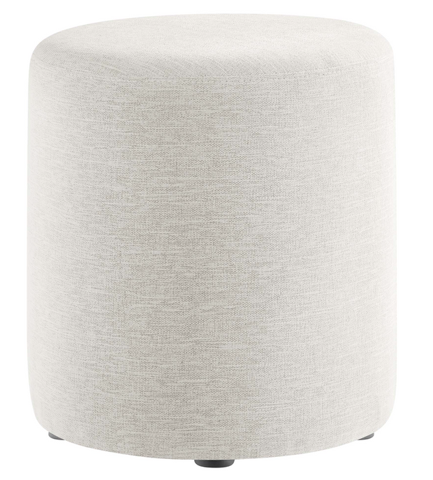 Callum 16" Round Woven Upholstered Ottoman,Set of 2, Ivory