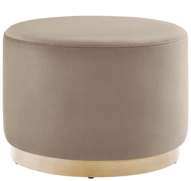 Tilden Large 23" Performance Velvet Round Upholstered Ottoman, Set of 2, Taupe