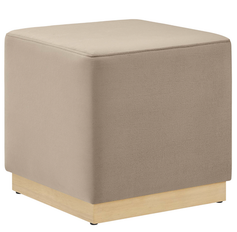 Tilden 17" Square Performance Velvet Round Upholstered Ottoman, Set of 2, Taupe