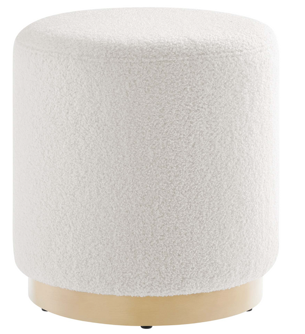 Tilden 16" Round Sherpa Round Upholstered Ottoman, Set of 2, Ivory