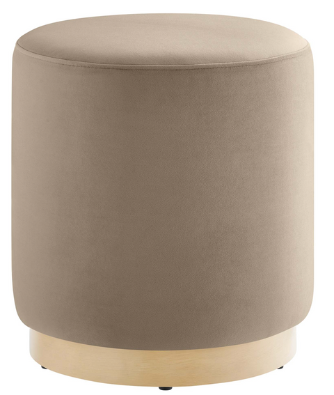 Tilden 16" Round Performance Velvet Upholstered Ottoman, Set of 2, Taupe