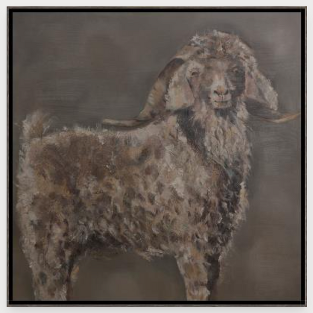 Handsome Goat Art, Grey Wood, 24.00" H x 24.00" W