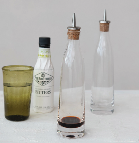 Glass Cruet w/Stainless Steel & Cork Spout