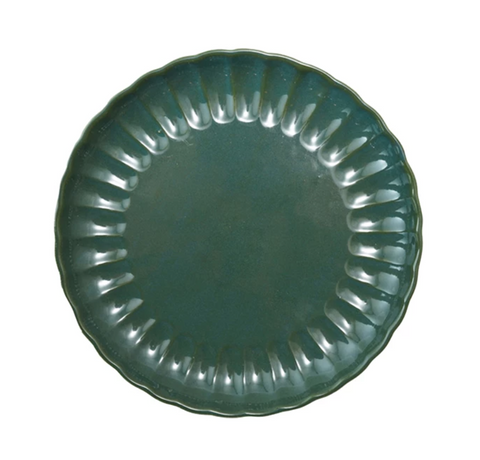 Stoneware Green Fluted Dinner Plate