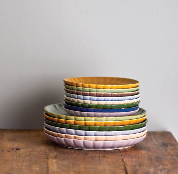 Stoneware Green Fluted Salad Plate