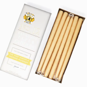 Hand Dipped Taper Candles, 12", Set of 2, Ivory