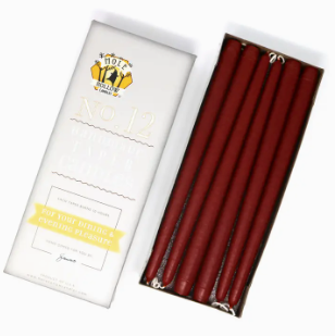 Hand Dipped Taper Candles, 12", Set of 2, Paprika