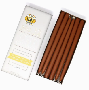 Hand Dipped Taper Candles, 12", Set of 2, Pumpkin