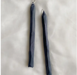 Hand Carved Taper Candles, 9", Set of 2, Charcoal