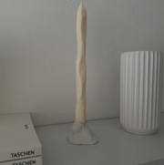 Hand Carved Taper Candles, 9", Set of 2, White