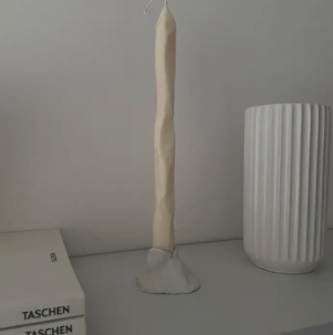 Hand Carved Taper Candles, 9", Set of 2, White