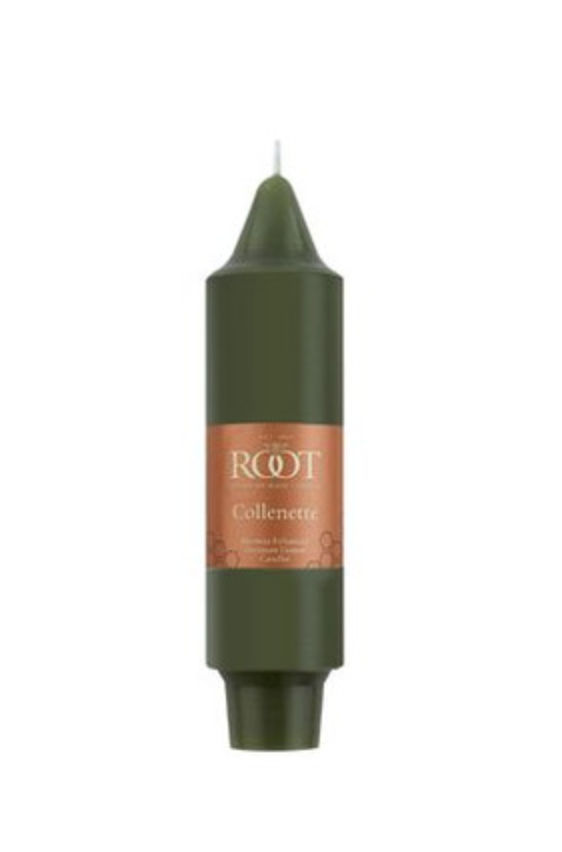 Smooth Collenette Dinner Candle, 5", Set of 2, Dark Olive