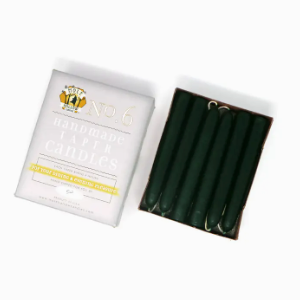 Hand Dipped Taper Candles, 6", Set of 2, Hunter Green