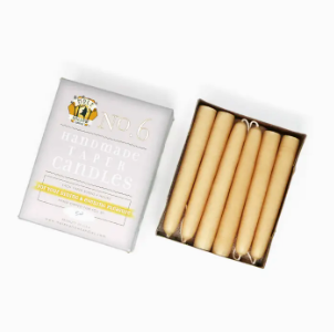 Hand Dipped Taper Candles, 6", Set of 2, Ivory