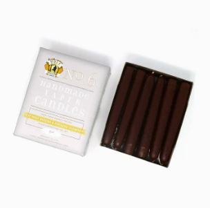 Hand Dipped Taper Candles, 6", Set of 2, Chestnut Brown