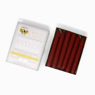Hand Dipped Taper Candles, 6", Set of 2, Paprika