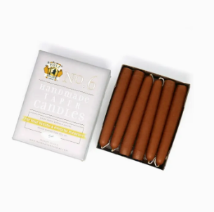 Hand Dipped Taper Candles, 6", Set of 2, Pumpkin