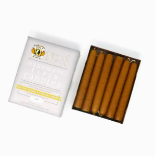 Hand Dipped Taper Candles, 6", Set of 2, Antique Gold