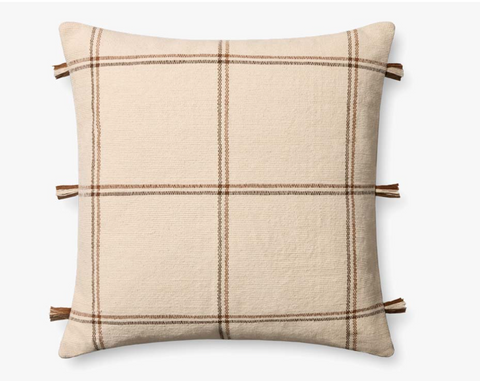 Lainey Natural Brown Pillow, 24x24