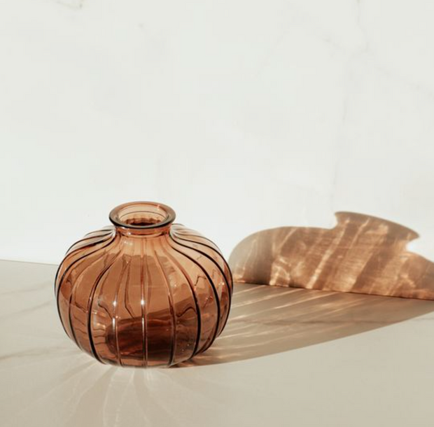 Amber Glass Vase, Wide