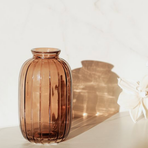 Amber Glass Vase, Narrow