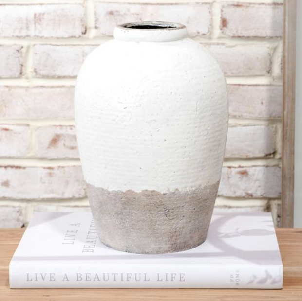 French White Vase, 11"