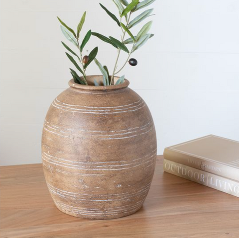 Brown Terra Cotta Line Vase