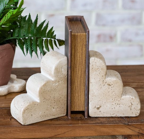Scallop Edge Cement Bookends, Set of 2