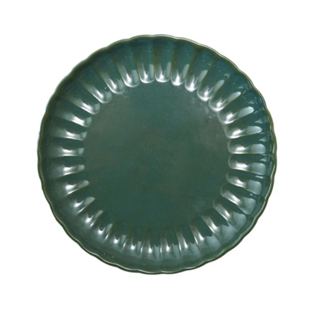 Stoneware Green Fluted Salad Plate