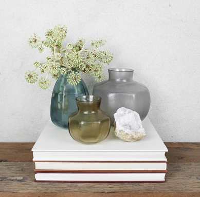 Seline Grey Glass Vase, Wide