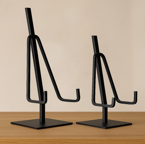 Black Iron Picture Easel Stand, Duel Arm, Medium