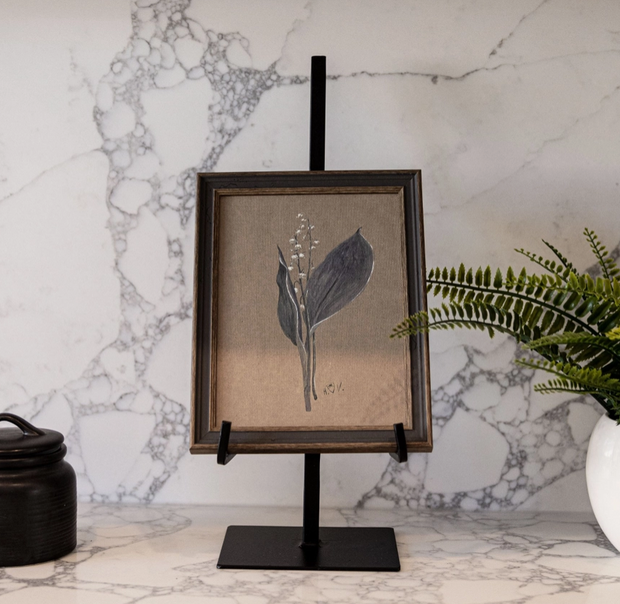 Black Iron Picture Easel Stand, Duel Arm, Medium