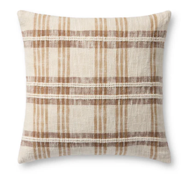 Tan Plaid Pillow, 22x22