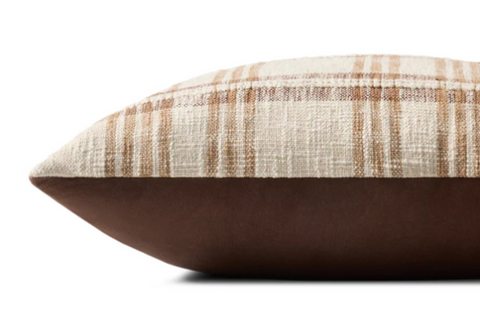 Tan Plaid Pillow, 22x22
