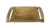 Kota Wood Tray with Rattan Handles