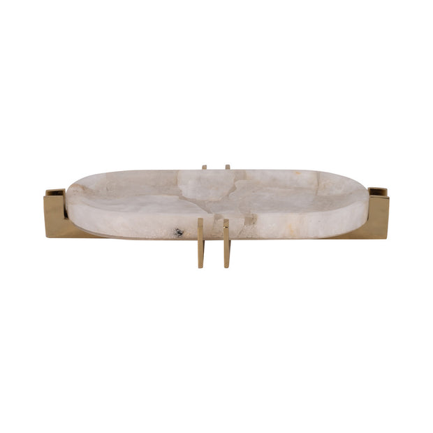 White Quartz Tray w/Gold Frame