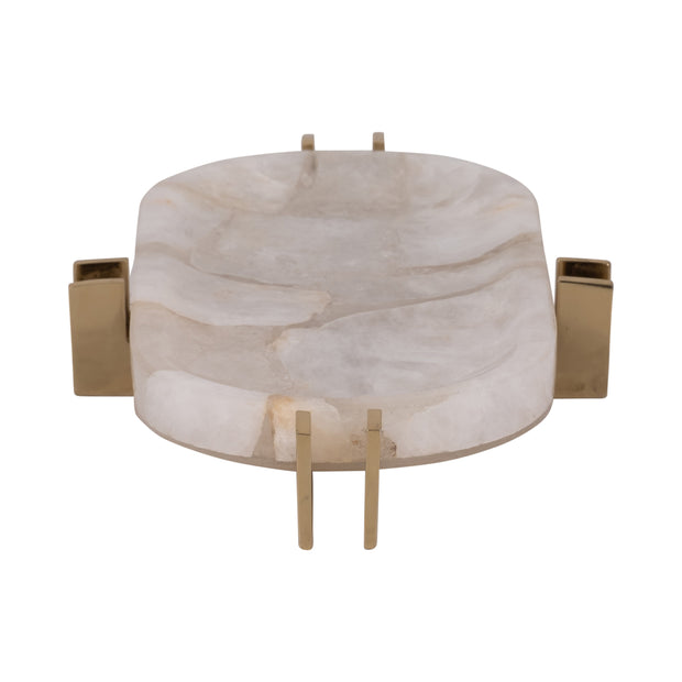 White Quartz Tray w/Gold Frame