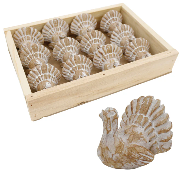 Mini Decorative Turkeys, Set of 12