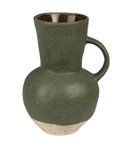 Umbria Ceramic Vase, Green with Handle